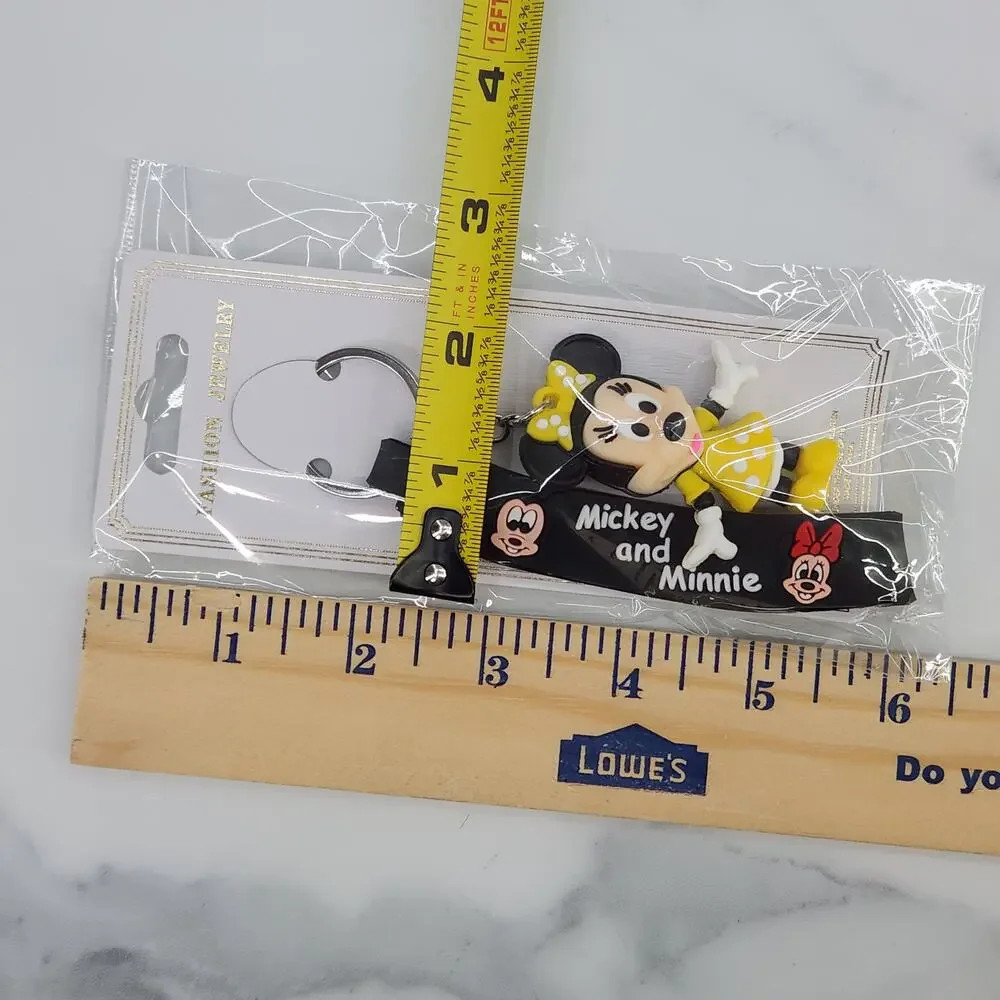 Disney's Minnie Mouse 3D Figure Keychain & Strap Bag Charm PVC Silicone Yellow
